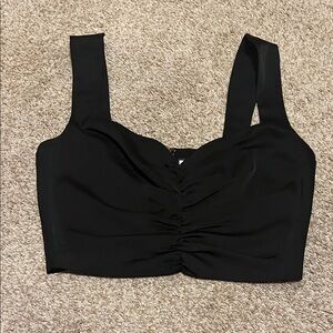 Elegant Black Ruched Crop Top